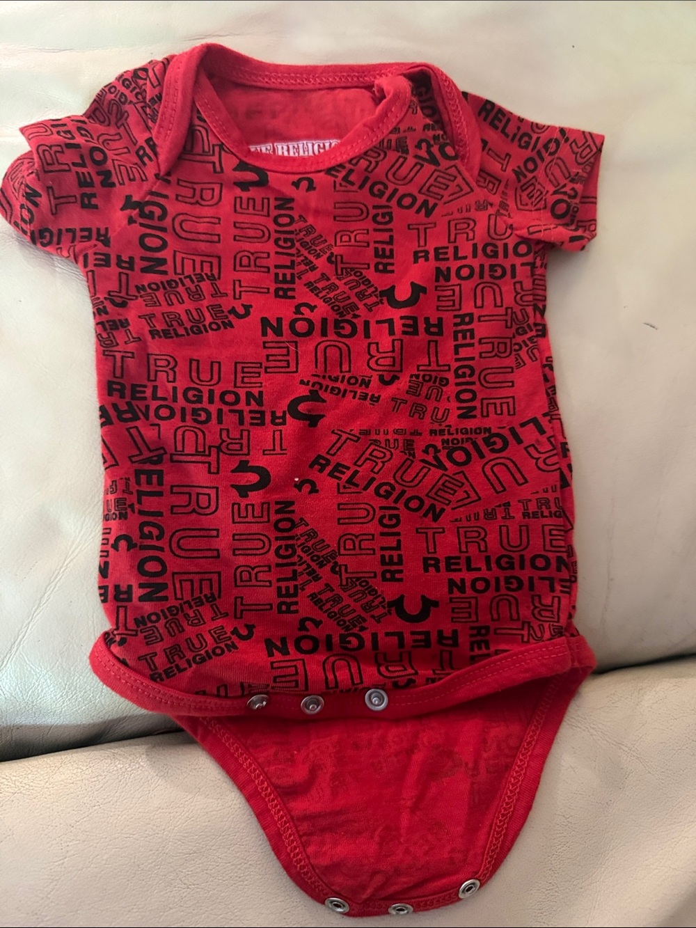 True Religion Red Baby Logo One-Piece Bodysuit